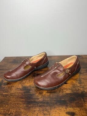 Clarks Leather Mary Jane Shoes Brown Comfort Slip On Loafers Women's 12M Cottage